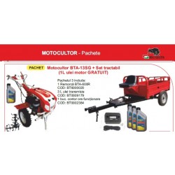 Motocultor BTA-13SG, de 13 cp benzina si ulei+pachet nr.3(remorca agricola 500 kg+contor ore+ulei motor si ulei transmisie)